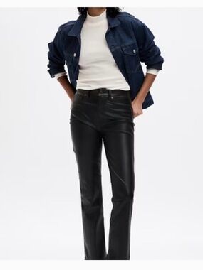 GAP Black Faux-Leather Straight Leg Jeans